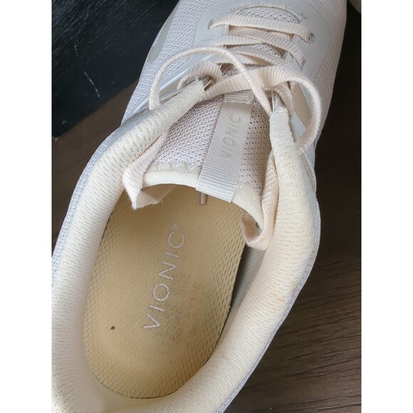 Vionic Shoes 8 Leyo Sneakers Cream Reflective Walking Casual Lightweight - Picture 4 of 12